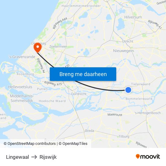Lingewaal to Rijswijk map