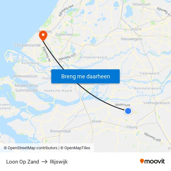 Loon Op Zand to Rijswijk map