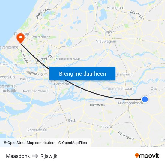 Maasdonk to Rijswijk map