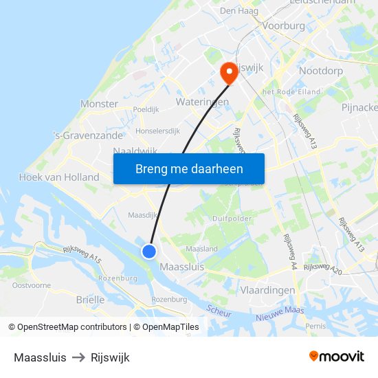 Maassluis to Rijswijk map