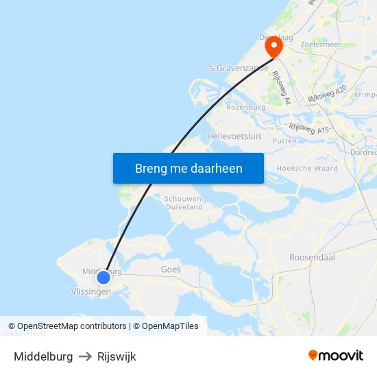 Middelburg to Rijswijk map