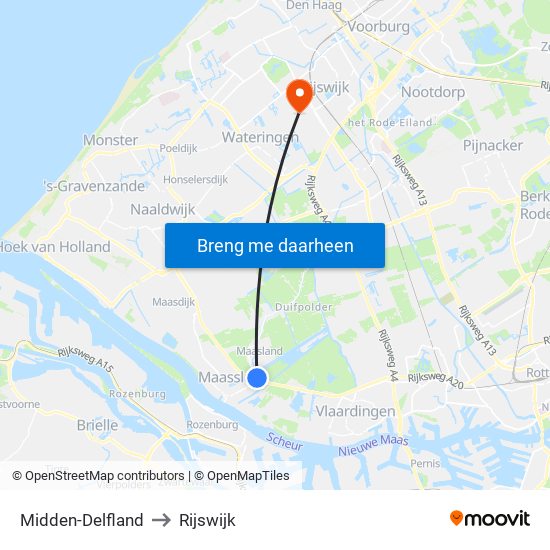 Midden-Delfland to Rijswijk map