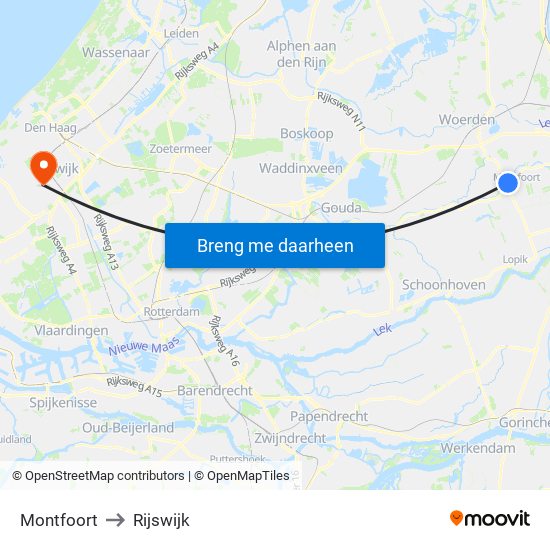 Montfoort to Rijswijk map