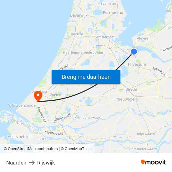 Naarden to Rijswijk map