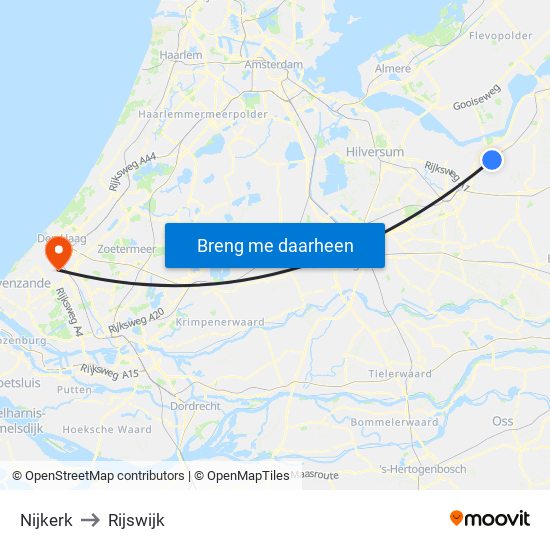 Nijkerk to Rijswijk map