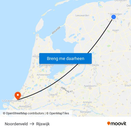 Noordenveld to Rijswijk map