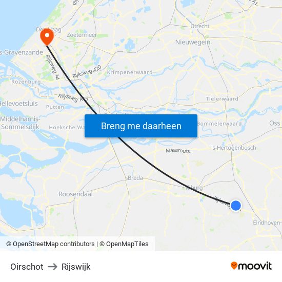 Oirschot to Rijswijk map