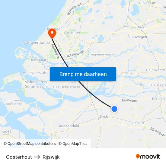 Oosterhout to Rijswijk map