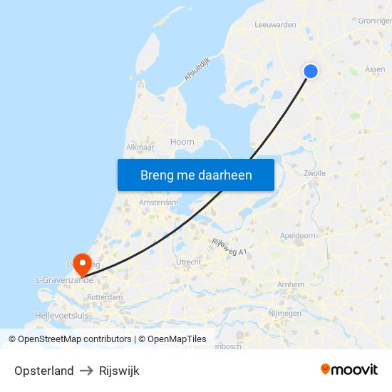 Opsterland to Rijswijk map
