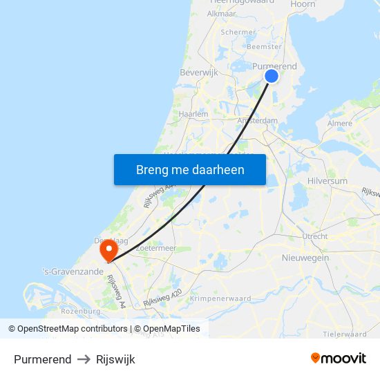 Purmerend to Rijswijk map