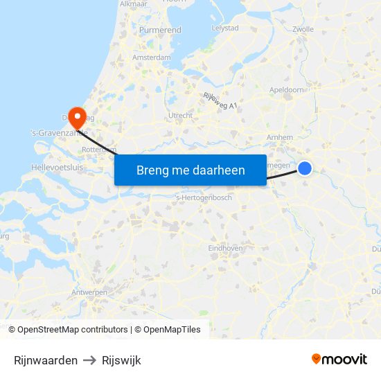 Rijnwaarden to Rijswijk map
