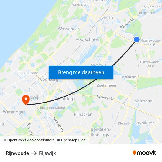 Rijnwoude to Rijswijk map