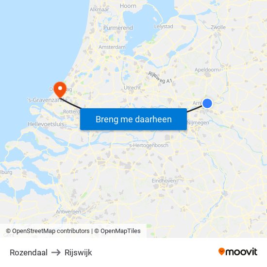 Rozendaal to Rijswijk map