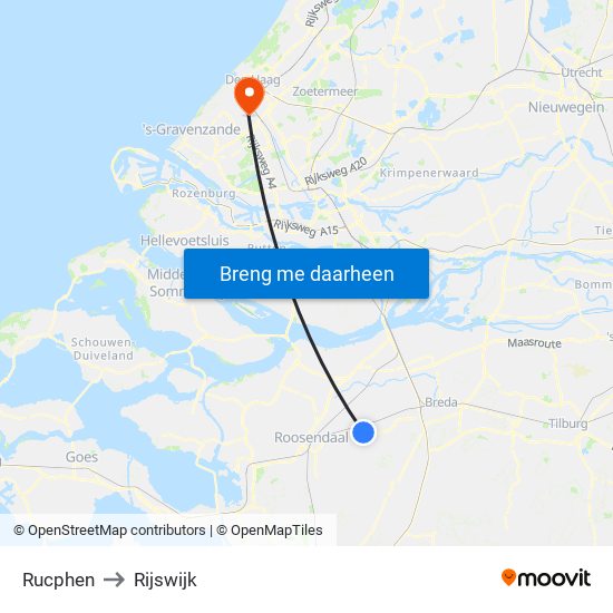 Rucphen to Rijswijk map
