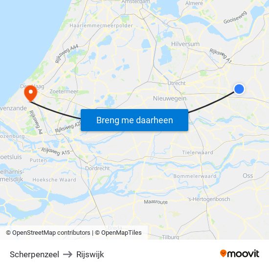 Scherpenzeel to Rijswijk map