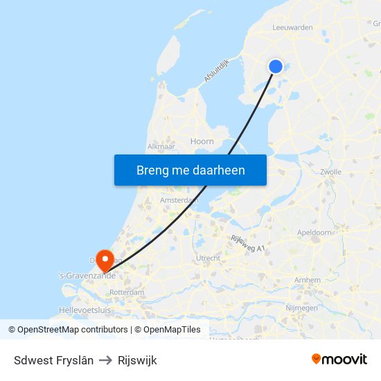 Sdwest Fryslân to Rijswijk map