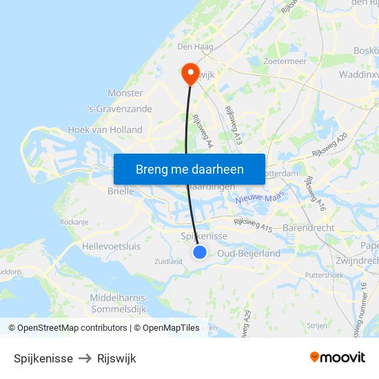 Spijkenisse to Rijswijk map