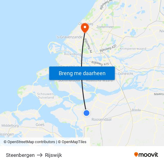 Steenbergen to Rijswijk map