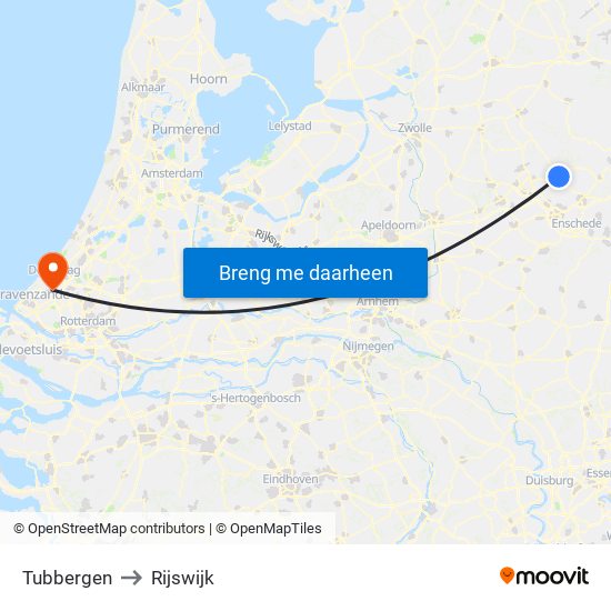 Tubbergen to Rijswijk map