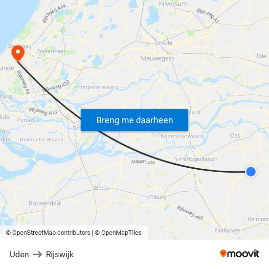 Uden to Rijswijk map