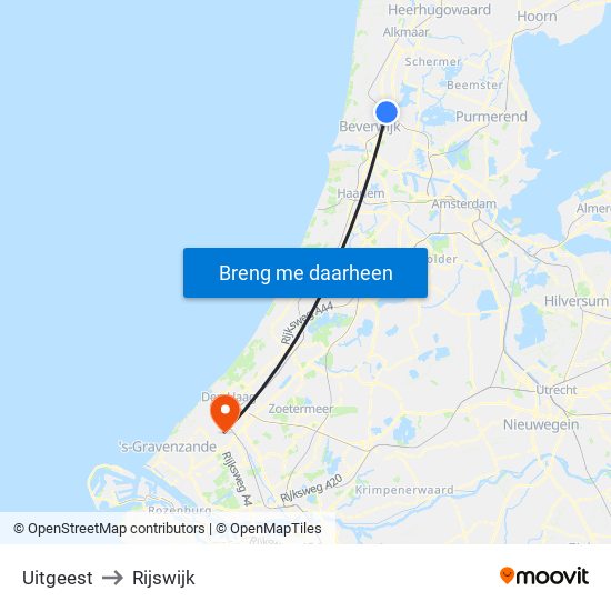 Uitgeest to Rijswijk map