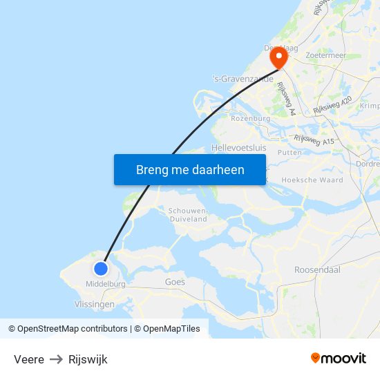 Veere to Rijswijk map