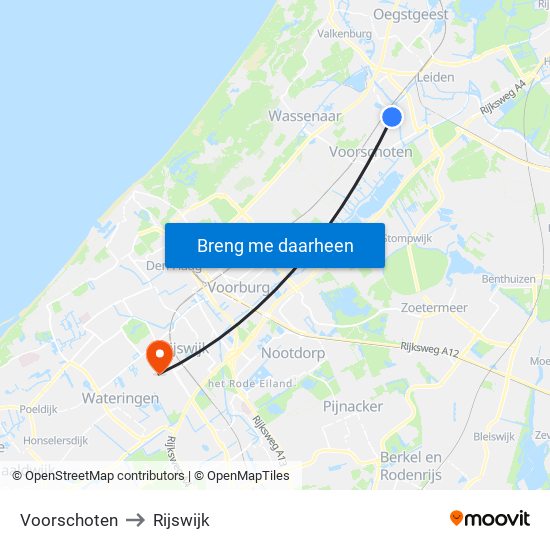 Voorschoten to Rijswijk map