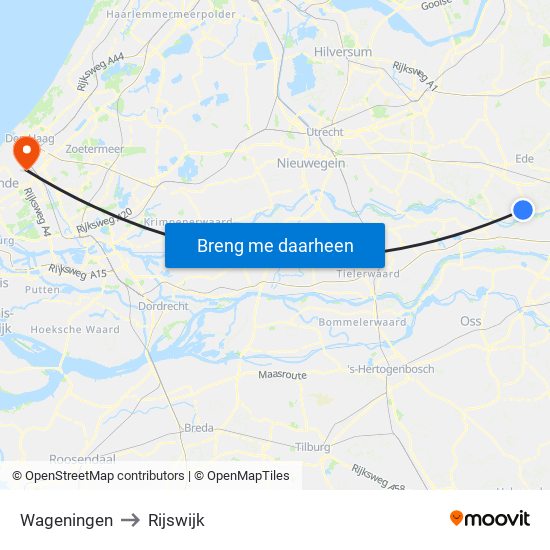 Wageningen to Rijswijk map