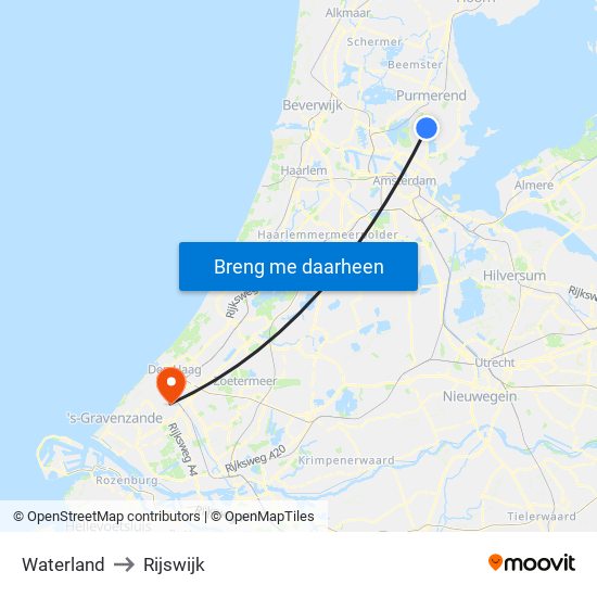 Waterland to Rijswijk map