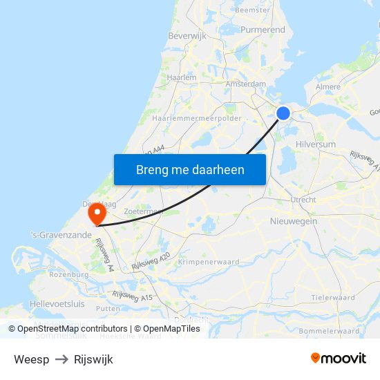 Weesp to Rijswijk map