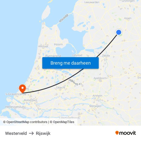 Westerveld to Rijswijk map