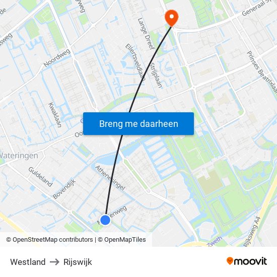 Westland to Rijswijk map