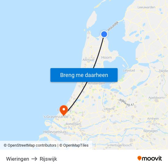 Wieringen to Rijswijk map