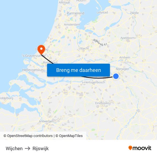Wijchen to Rijswijk map