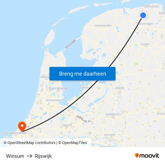 Winsum to Rijswijk map