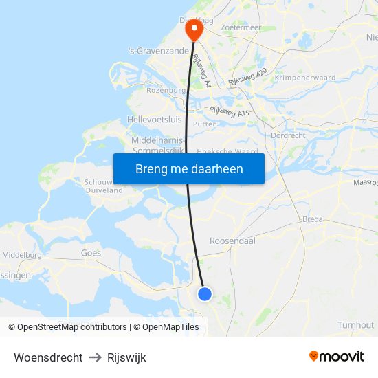 Woensdrecht to Rijswijk map