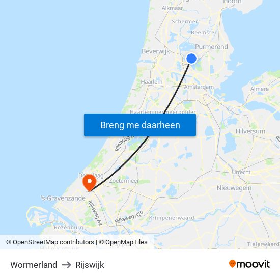 Wormerland to Rijswijk map