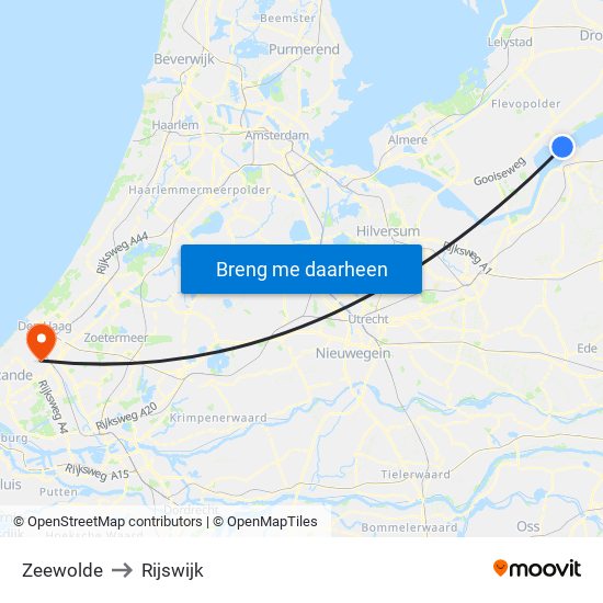 Zeewolde to Rijswijk map