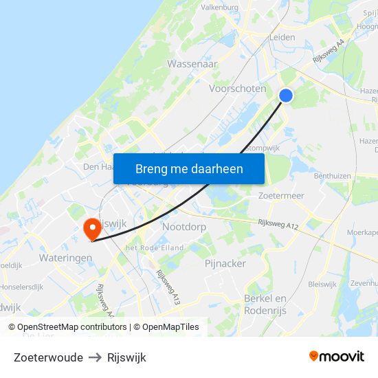 Zoeterwoude to Rijswijk map