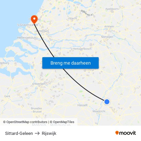 Sittard-Geleen to Rijswijk map