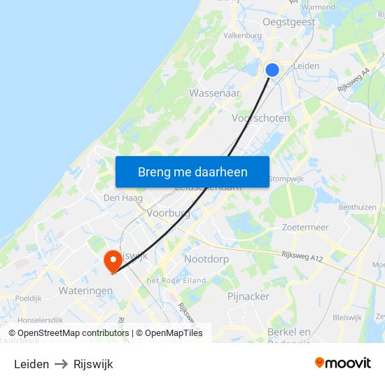 Leiden to Rijswijk map