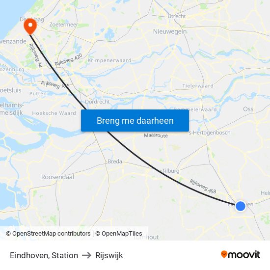 Eindhoven, Station to Rijswijk map