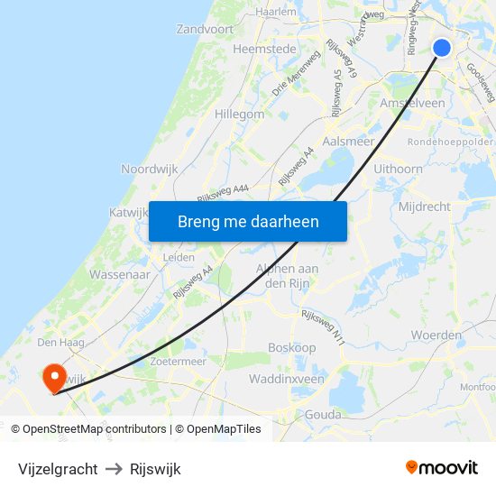 Vijzelgracht to Rijswijk map