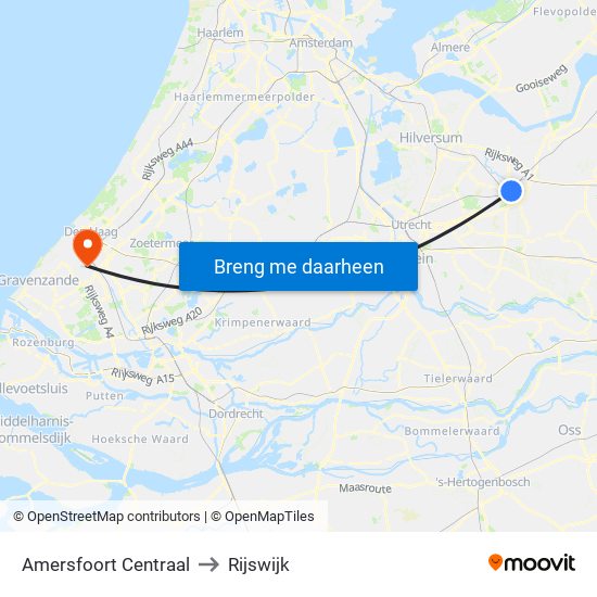 Amersfoort Centraal to Rijswijk map