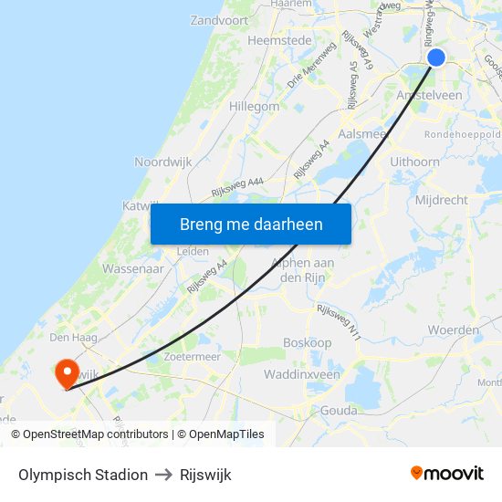 Olympisch Stadion to Rijswijk map