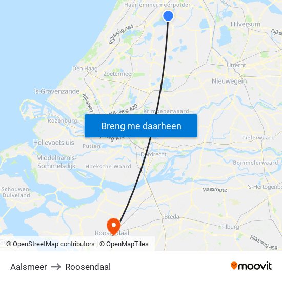 Aalsmeer to Roosendaal map