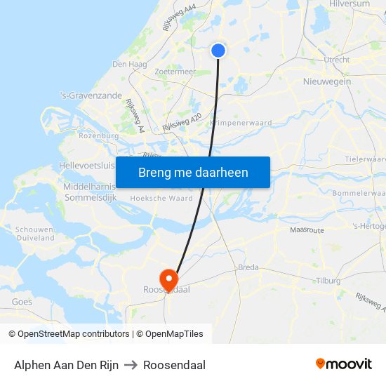 Alphen Aan Den Rijn to Roosendaal map