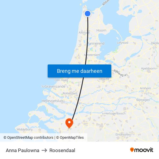 Anna Paulowna to Roosendaal map
