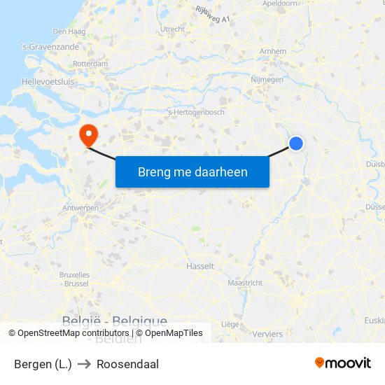 Bergen (L.) to Roosendaal map