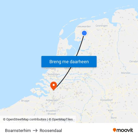 Boarnsterhim to Roosendaal map